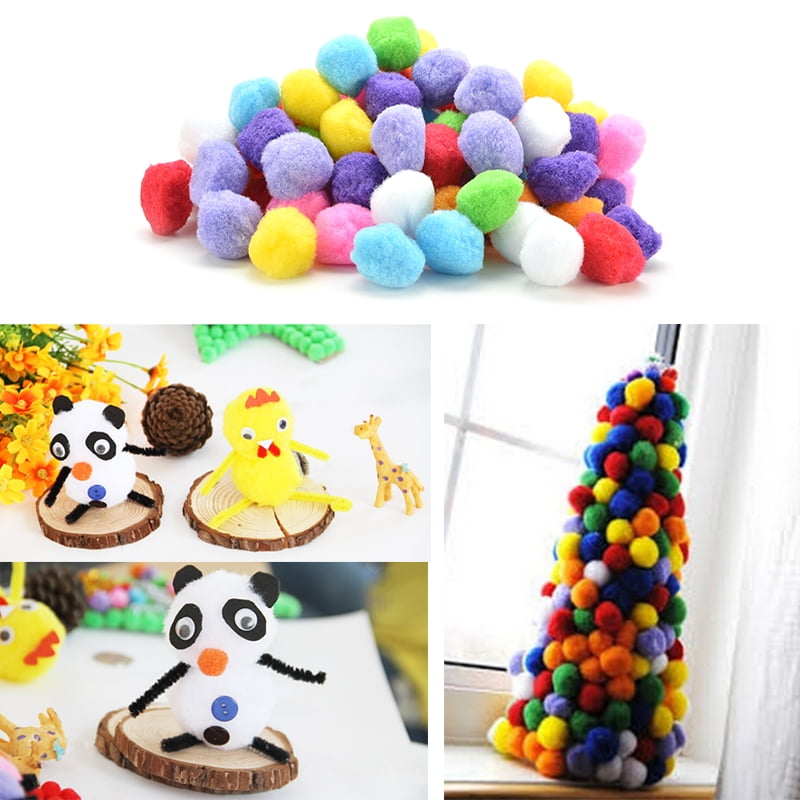 100 Mixed FLUFFY Felt Pom poms Ball Assorted Colors Craft DIY snow balls YJ 