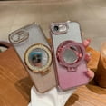 thumbnail image 6 of for iPhone 16e Case with Magnetic Kickstand, [Compatible with Magsafe] Girls Women Shockproof Glitter Ring Holder & Makeup Mirror Camera Protector Cute Bling Case for iPhone 16e 6.1", Pink, 6 of 9