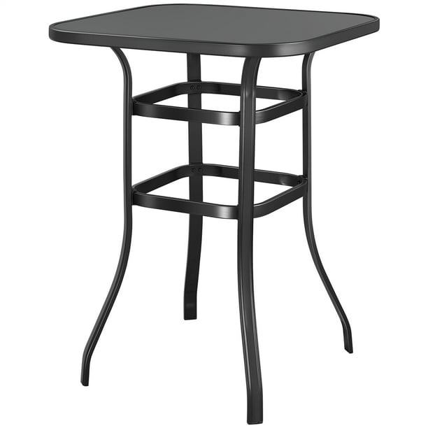 Topeakmart Outdoor Patio Bistro Table, Metal Bar Height Outdoor Furniture