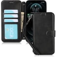 thumbnail image 3 of for iPhone 12 Pro/iPhone 12 Wallet Case with Card Holder Slots,Kickstand Phone Cover Premium Leather Magnetic Closure Slim Flip Shockproof Wrist Strap Case for iPhone 12 Pro 6.1",Black, 3 of 16