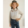 thumbnail image 3 of Fdqin Girls Western Shirt Floral Embroidered Cowgirl Shirts for Girls Long Sleeve Collared Retro Cowgirl Costume Cute Casual Blouses Apricot 5-6 Years, 3 of 7