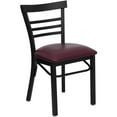 thumbnail image 1 of HERCULES Series Black Three-Slat Ladder Back Metal Restaurant Chair - Burgundy Vinyl Seat, 1 of 6