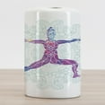 thumbnail image 2 of Colorful Ceramic Toothbrush Holder, Girl on Yoga Warrior Pose with Lotus Flower Petal Lines and Shapes Boho Art Print, Versatile Countertop for Bathroom, 4.5" X 2.7", Purple Blue, by Ambesonne, 2 of 4