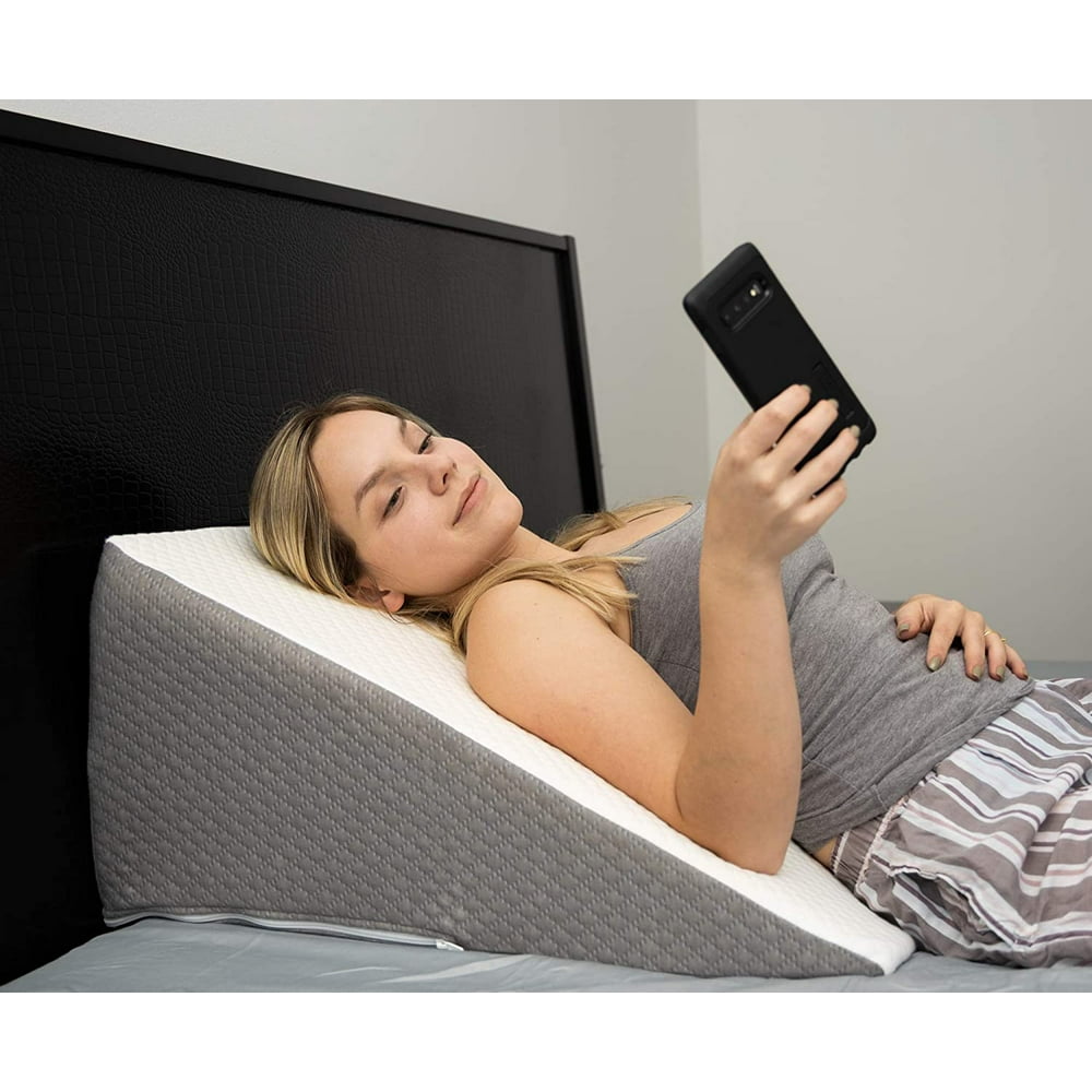Kolbs Bed Wedge Pillow with Memory Foam Top Stylish Chic Jacquard