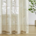thumbnail image 3 of Flowpartex Leaf Lace Sheer Curtains for Bedroom Beige Botanical Leaf Knitted Lace Curtain Rod Pocket Light Filtering Drapes,52" Wx84"L,2 Panels, 3 of 6