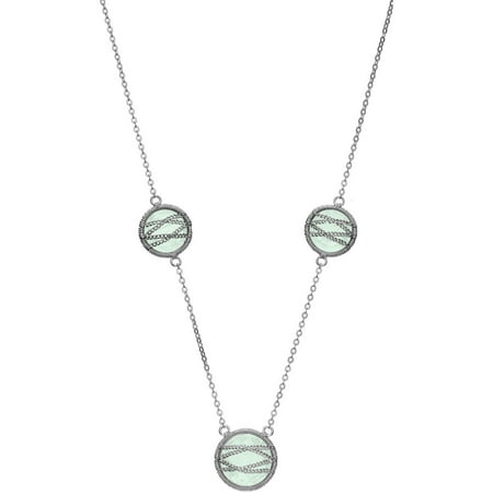 5th & Main Sterling Silver Hand-Wrapped Triple Round Chalcedony Stone Necklace