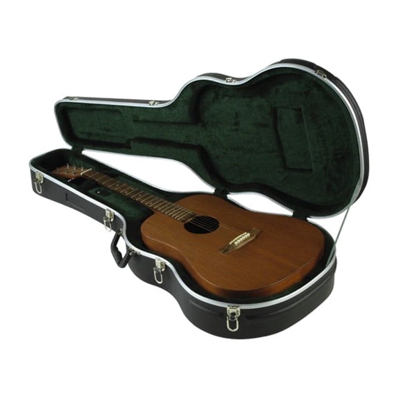 SKB Hardshell Economy Travel Guitar Case for Dreadnought Acoustic Guitars, Black