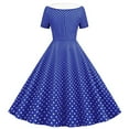 thumbnail image 4 of lcziwo Kids Girls Vintage Polka Dot 50's Girls Dress Short Sleeve Turn-Down Collar Swing Dress Party Dress Blue 12 Years, 4 of 7