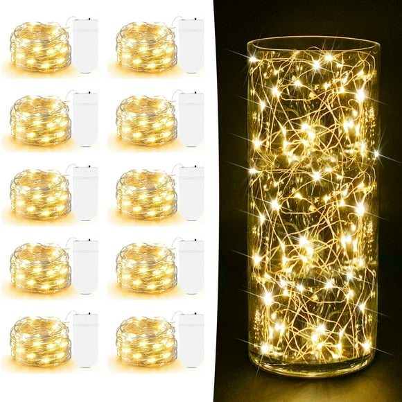 Fairy Lights AOZOPE, 7 pies, 20 LED, funciona con pilas, paquete de 10