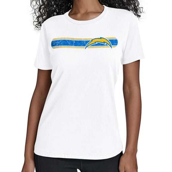 Women's Starter White Los Angeles Chargers Team Stripe T-Shirt