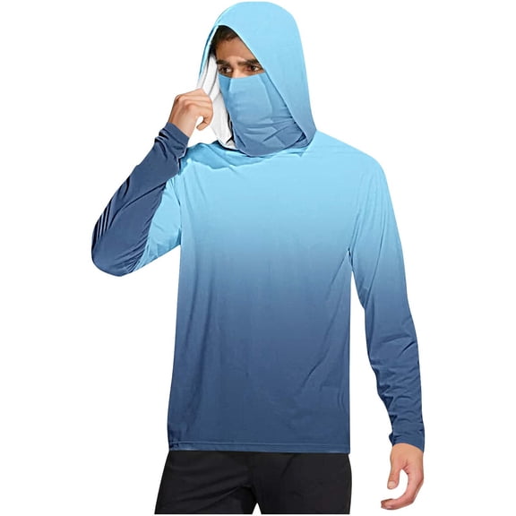 Dreluolixuan Dry Fit Shirts for Men Sun Protection UV SPF Long Sleeve Performance Fishing Shirt with Face Mask Lightweight Hoodie Jacket Hiking Running Travel Tops