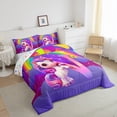 thumbnail image 3 of Manfei Cartoon Unicorn 3-Piece Full Size Comforter Sets,Kawaii Initial Bedding Comforter Set,Rainbow Stars Lightweight Bedding Sets,Microfiber Cute Room Decor,Reversible, 3 of 8