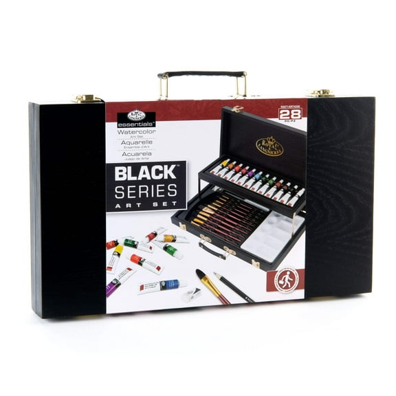 Royal & Langnickel Essentials™ 28pc Black Series Watercolor Wooden Box Art Set