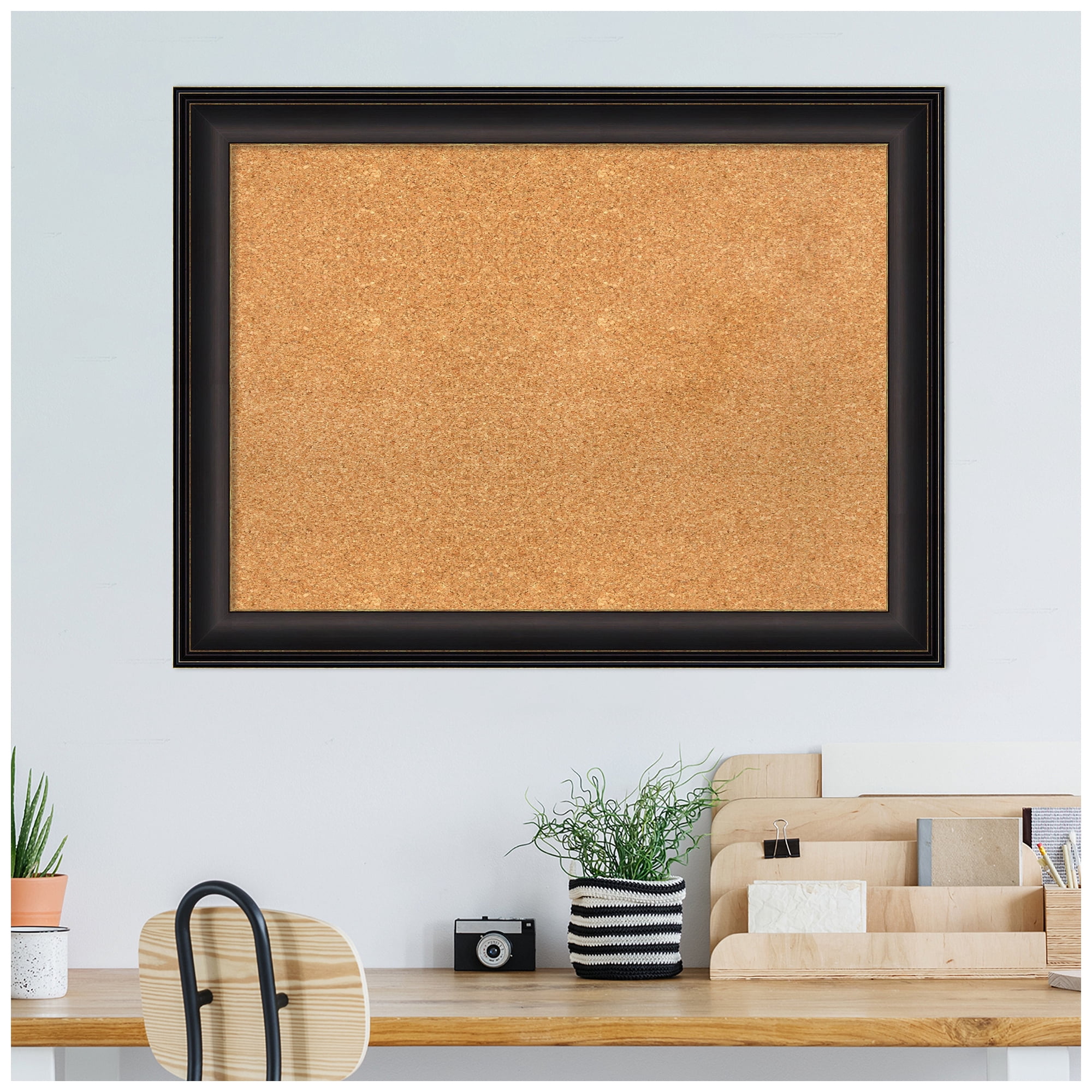 Amanti Art Natural Cork Board Framed Trio Oil Rubbed Bronze Bulletin Board 33 in. x 25 in.