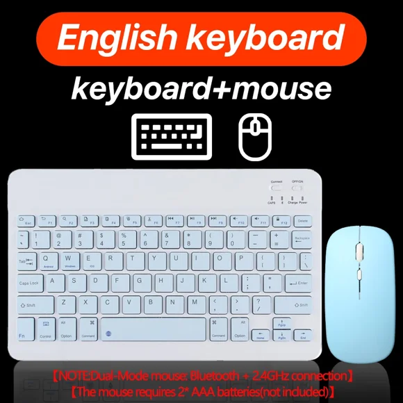 Teclado y ratón inalámbricos compatibles con Bluetooth para Android, Windows, tabletas, iPad, PC, teclado, ratón inalámbrico, teclado para juegos
