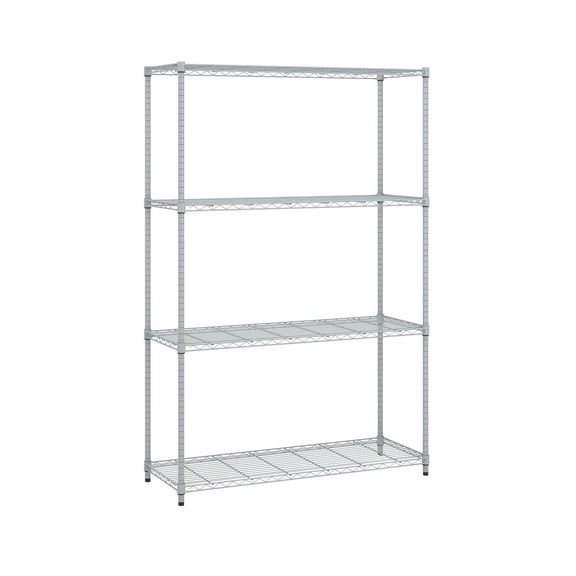 OFM Adjustable 18"W x 48"D x 72"H 4-Shelf Freestanding Shelves, Silver