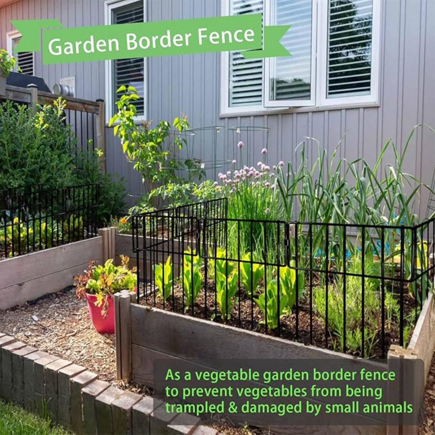 Animal Barrier, 19 Pack No Dig Decorative Fences, 17in(H) x19ft(L) Rustproof Metal Wire Small Garden Fence Border for Dogs Rabbits