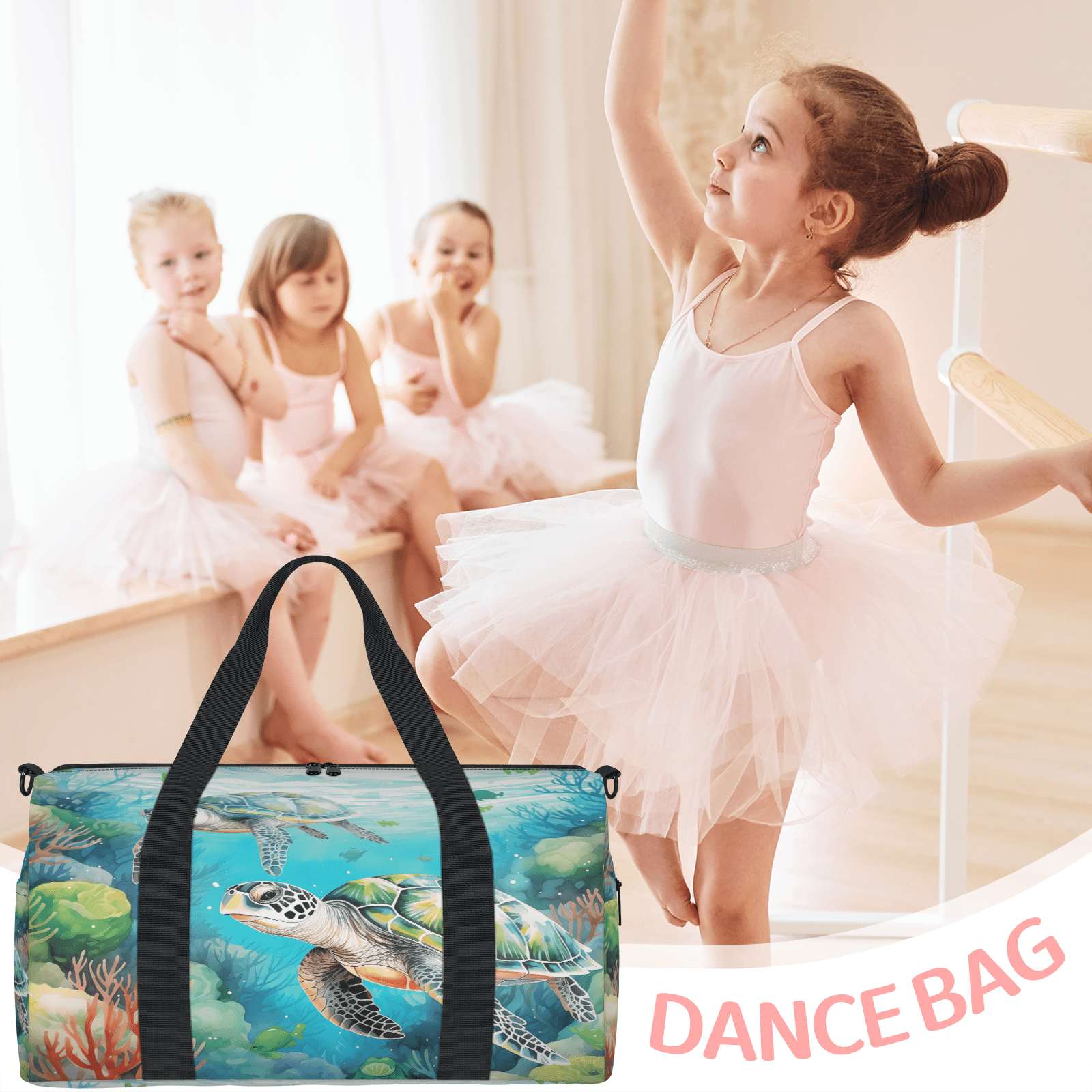 Herdesigns Sea Turtles Gym Bag for Women, Duffle Bag for Travel Sport, Lightweight Waterproof Carry on Weekender Overnight Dance Yoga Workout Bags