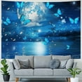 thumbnail image 4 of JRXY  Small Full Moon over Ocean Tapestry Wall Hanging Psychedelic Teal Butterfly Tapestry Starry Night Sky Moon and Stars Tapestries for Teen Kids Bedroom Living Room Dorm Home Decor Painting, 4 of 6