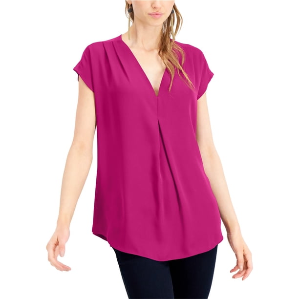 I-N-C Womens Inverted Pleat Pullover Blouse brghtpink L