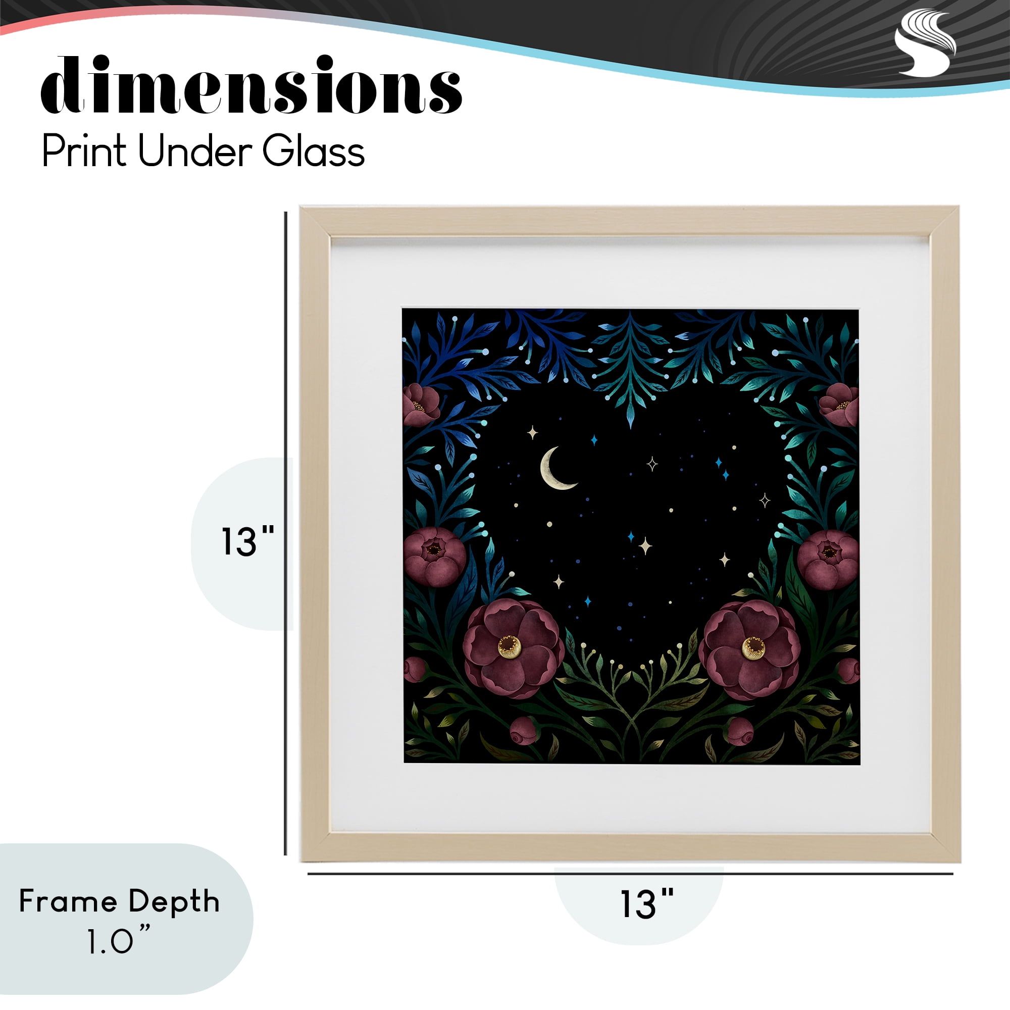 Stupell Industries Heart Night Sky Garden Birch Framed Print Under Glass, design by Episodic Drawings