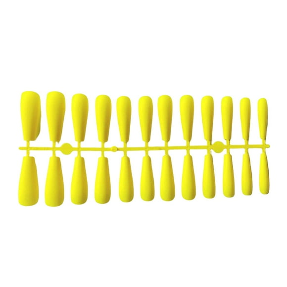 Xingzhi False Nail Tips Shiny Color Super Coffin Manicure Tools Press Lady Detachable DIY Accessories Artificial Fingernails Bright Yellow