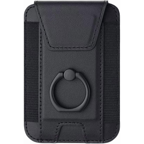 Magnetic Card Wallet Holder For Magsafe Wallets with Grip, 7 Cards Holder RFID Blocking, Ring Stand Stick on Wallet, Leather Magnetic Phone Wallet with Privacy Flap