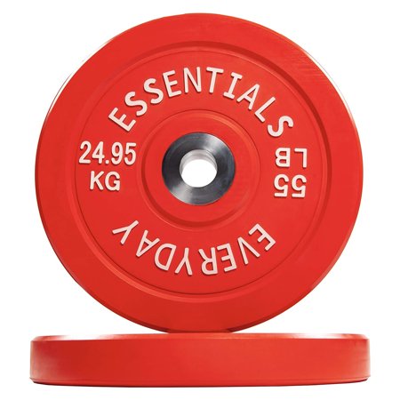 BalanceFrom Everyday Essentials 55lb Olympic Weight Plate, Set of 2, Red
