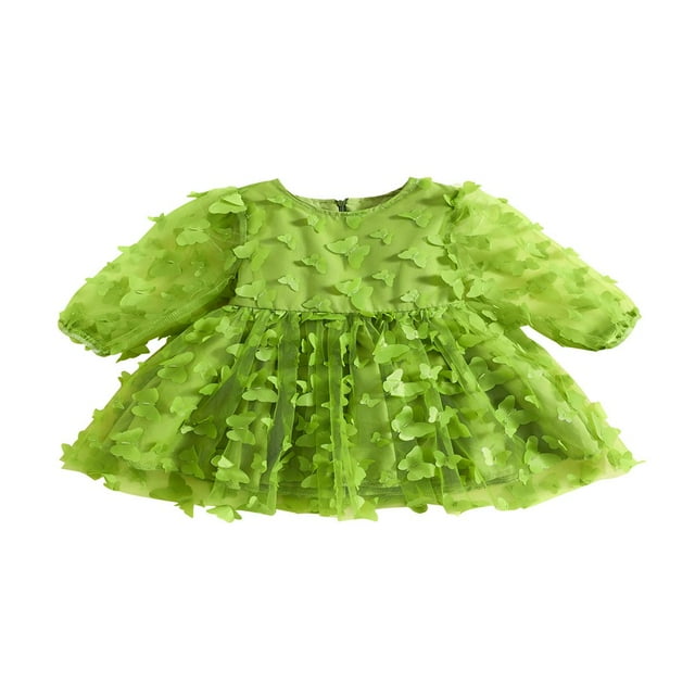 AMERTEER Robe de Princesse pour Bébé Fille Élégante Papillon Manches Longues Robe de Fête pour Tout-Petit