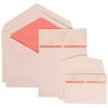 JAM Paper Wedding Invitation Combo Sets, 1 Small & 1 Large, Pink Card with Pink Lined Envelope and Pink and Ivory Band, 150/pack