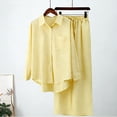thumbnail image 4 of Womens Outfit Sets Fall Linen 2 Piece Outfit Shirt Wide Leg Pants Lounge Sets, 4 of 5