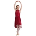 thumbnail image 2 of Linjinx Girls Sequined Ballet Lyrical Dance Chiffon Dress Gymnastics Leotard Sheer Mesh Skirts Burgundy 6, 2 of 7
