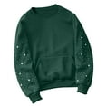 thumbnail image 6 of Daznico Women Crewneck Sweatshirt Rhinestone Studded Long Sleeve Pullover with Kangaroo Pocket Loose Fit Outerwear for Autumn Winter Wear,XL, 6 of 6