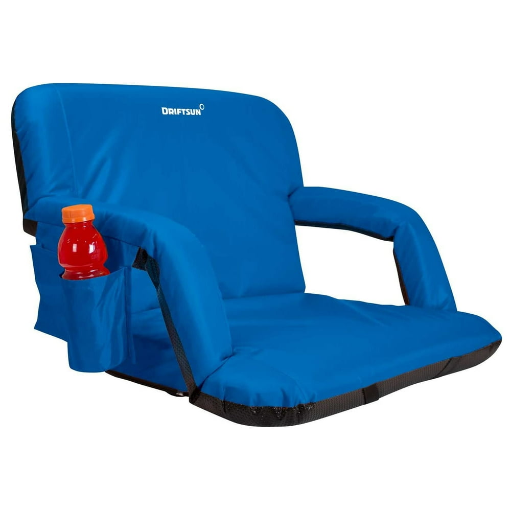 Driftsun Wide Folding Stadium Reclining Bleacher Chair with Back Support, Blue - Walmart.com 