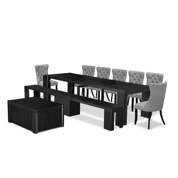 Luxe by East West Furniture 10-piece Dining Room Table Set a Rectangular Kitchen Table with a coffee Table