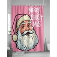 thumbnail image 5 of Christmas Pink Small Stall Shower Curtain, Waterproof Shower Curtains for Bathroom, Santa Claus Merry Xmas Holiday Vintage Washable Fabric Cloth Bath Curtain for Bathtub with Hooks 36x78 Inches, 5 of 6