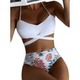 thumbnail image 4 of hirigin Women Bikini Set, Padded Bra with Leaves Print Briefs Cover-up Summer Bathing Swimming Swimsuit, 4 of 6