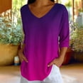 thumbnail image 5 of Tqcoqu Women's V Neck Tunic Tops,3/4 Sleeve Gradient Print Casual Loose Daily Wear Tops,Purple Women's S-XXL, 5 of 6