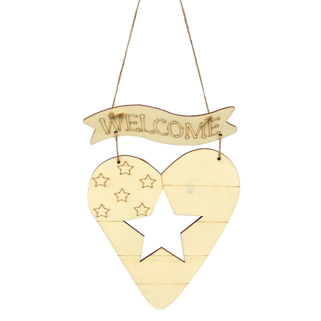 Colgante de madera DIY 4 de julio, Día de la Independencia de los Estados Unidos, adorno de estrella de cinco puntas, espacios en blanco de madera, letrero en blanco para manualidades, 2 piezas Eigraketly HA012057-01