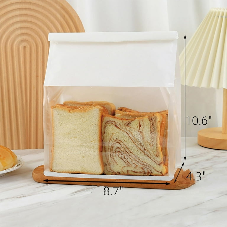 Trianu 20 Pcs Paper Bread Bags for Homemade Bread 10.6x8.7x4.5in Sourdough Bread Bags Large Paper Bakery Bag with Window for Baked Food Packaging