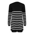 thumbnail image 3 of Annhoo Womens Striped Sweater Sets 2 Piece Lounge Outfits Long Sleeve Round Neck Shirts with Shorts Homewear, 3 of 4