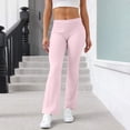 thumbnail image 2 of longantii Women's Flare Leggings Stretch Slim Active Pants Casual Wide Leg Bootleg Sweatpants Fold-Over Yoga Gym Sports Athletic Leggings Light pink S, 2 of 8