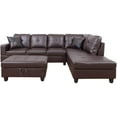 thumbnail image 2 of Ainehome Solid Leather Durable Sectional Sofa, Brown, 2 of 6