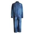 thumbnail image 4 of XIAOCHA Women's Button-Down Denim Jumpsuit Casual Long Sleeve Wide Leg Romper with Pockets,Blue, 4 of 5