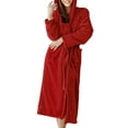 thumbnail image 3 of UVN Long Robes for Women Winter Plush Fleece Hooded Bathrobe Soft Cozy Fluffy Sleepwear Nightgown with Pockets, 3 of 11