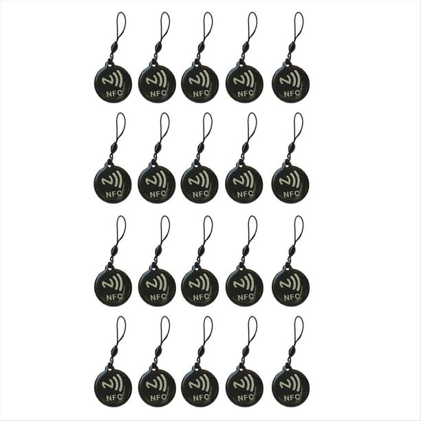 20 Etiquetas NFC Etiqueta Ntag213 13,56 MHz Tarjeta Inteligente para Todos los Teléfonos Habilitados para NFC Tarjeta de Presentación Inteligente NFC 31,5 X 28 mm Negro