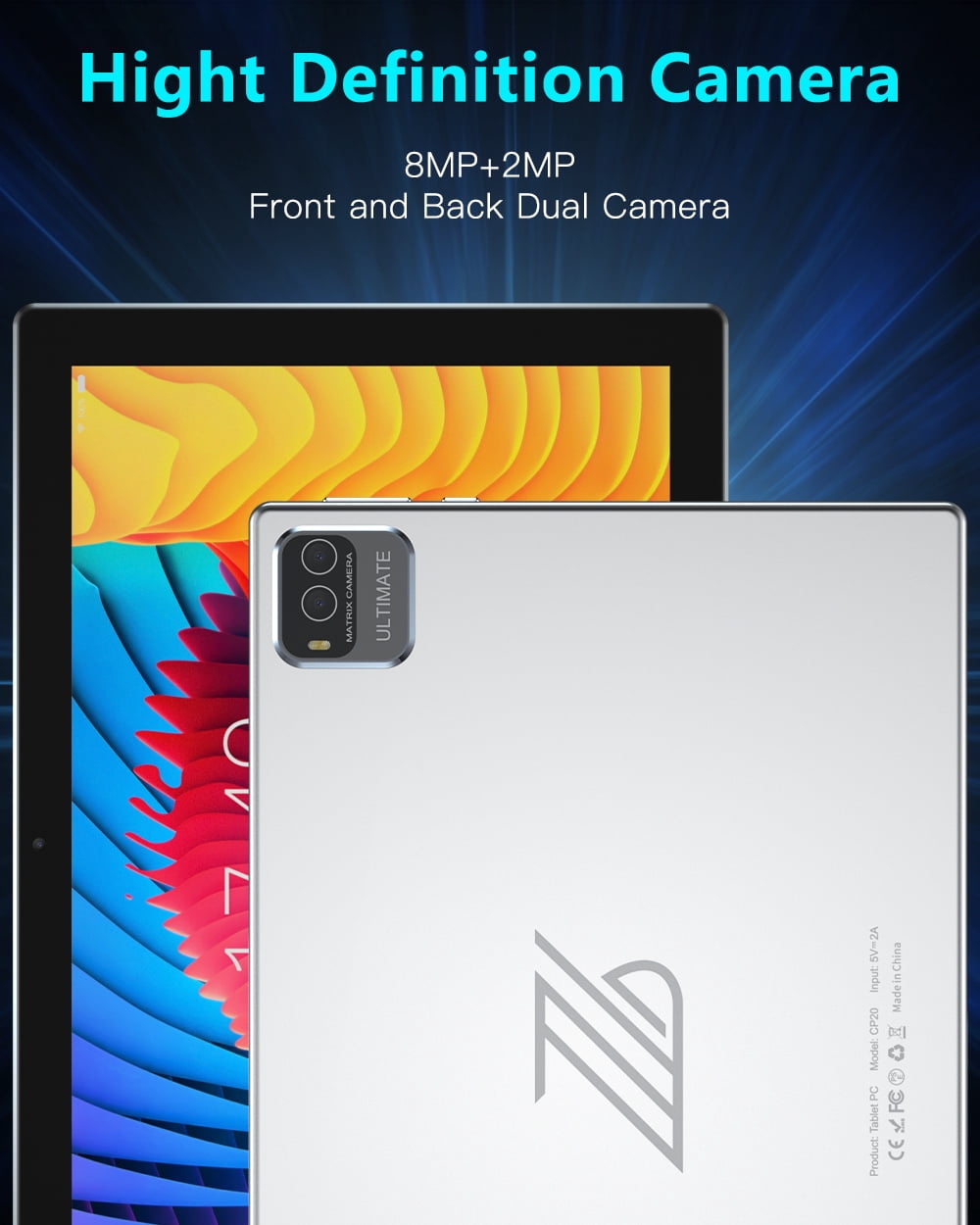Tablets 10 inch Android Tablet, 2GB RAM 32GB ROM Tab, 1.5GHZ Quad-Core Processor 8MP & 2MP Dual Camera 5G WiFi 6000MAH Battery 10.1" IPS HD Touch Screen Tabletas, Google GMS Play Tablet.