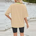 thumbnail image 5 of Olyvenn Women Oversized Striped Color Block Short Sleeve Crew Neck T-Shirts Casual Loose Pullover Tops Summer Tee Shirt Yellow M, 5 of 6