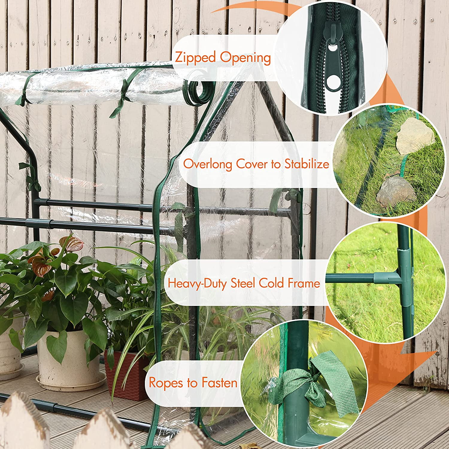 Gardzen Mini Greenhouse 36" x 19" x 33", Portable Small Greenhouse with Zippered Door for Seed Starting, Seedlings and Winter Protection