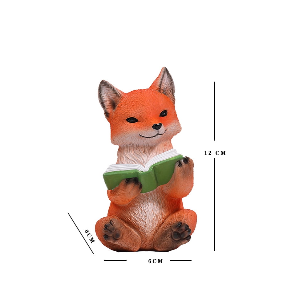 Cute Fox Figurines Animal Statue,Resin Sculpture Outdoor Statues Ornaments Décor for Flower, Yard Art Patio Lawn House,Orange